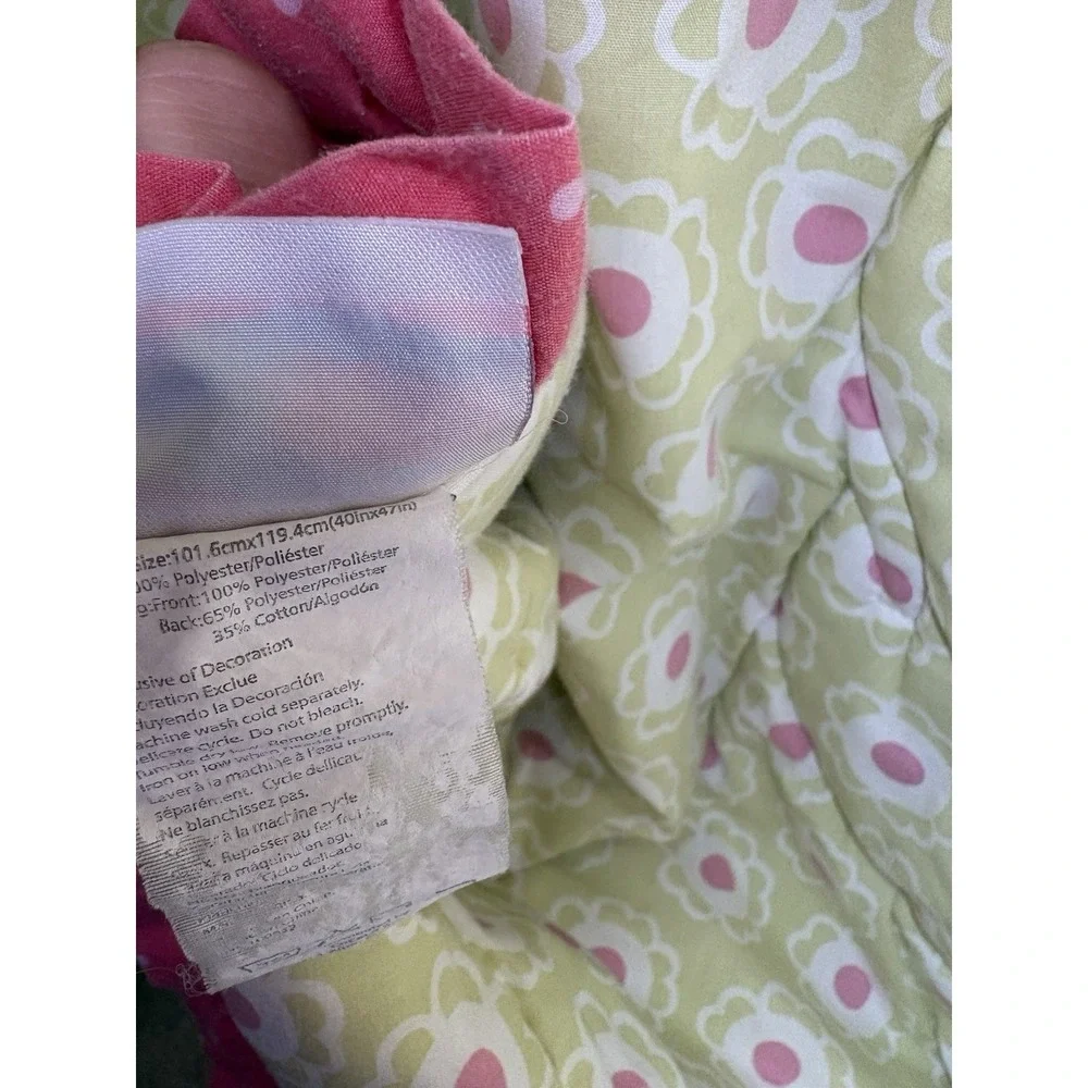 CoCalo Crib Blanket Pink Embroidered Comforter Turtles Butterflies 41
